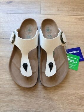 Birkenstock Kids Off-White Vegan Gizeh Thong Sandals